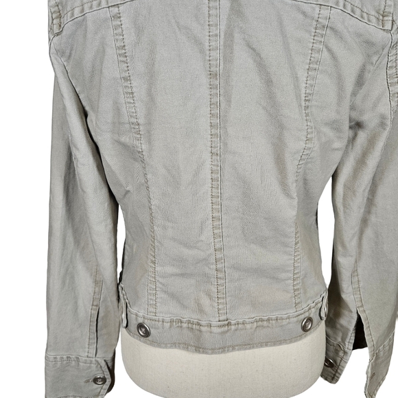 French Cuff 100% Cotton Women's Jean Jacket, Tan, Small - Picture 5 of 11